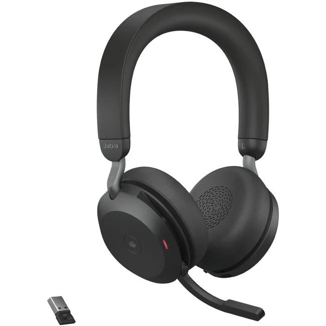 Jabra Evolve2 75 Wireless On-ear Stereo Headset - USB-A - For MS Teams - With Charging Stand - Black - Binaural - Ear-cup - 3000 cm - Bluetooth - 20 Hz to 20 kHz - MEMS Technology Microphone - Noise Cancelling - Stereo - USB Type A - Wireless - Bluetooth