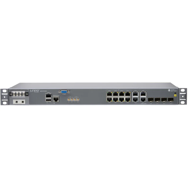 Juniper ACX1100-AC Router - 12 Ports - 12 RJ-45 Port(s) - Management Port - 4 - Gigabit Ethernet - 1U - Rack-mountable - 1 Year