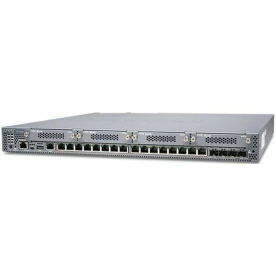 Juniper SRX380 Network Security/Firewall Appliance - Intrusion Prevention - 16 Port - 10/100/1000Base-T, 10GBase-X - 10 Gigabit Ethernet - 2.44 GB/s Firewall Throughput - MD5, SHA-1, SHA-128, SHA-256, SHA-384 - 4 Total Expansion Slots - 1U - Rack-mountabl