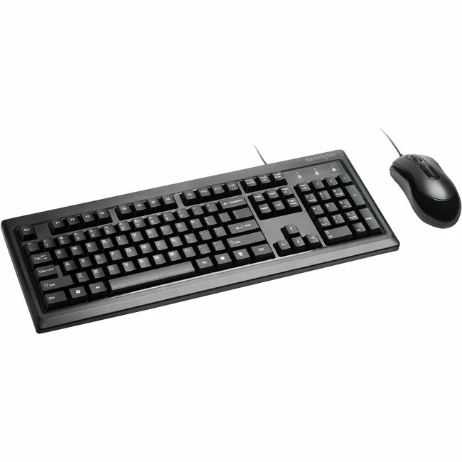 Kensington Keyboard for Life Desktop Set - USB Cable Keyboard - 104 Key - Black - USB Cable Mouse - Optical - 3 Button - Scroll Wheel - Black - Symmetrical - Compatible with Desktop Computer, Chromebook, Notebook, Ultrabook for PC, Mac