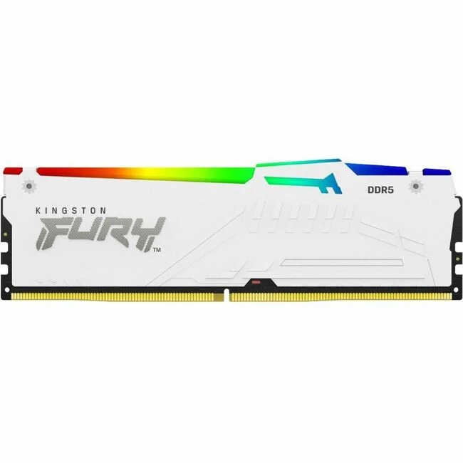 Kingston 64GB (4x16GB) DDR5 5200MT/s CL40 FURY Beast White RGB XMP - For Motherboard - 64 GB (4 x 16GB) - RGB - DDR5-5200/PC5-41600 DDR5 SDRAM - 5200 MHz Single-rank Memory - CL40 - 1.25 V - Non-ECC - Unbuffered - 288-pin - DIMM - Lifetime Warranty
