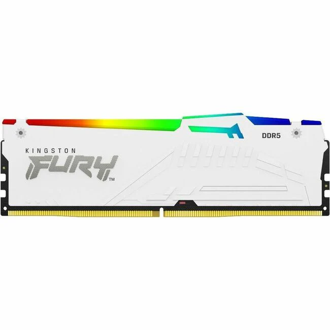 Kingston 64GB (4x16GB) DDR5 6000MT/s CL40 FURY Beast White RGB XMP - For Motherboard - 64 GB (4 x 16GB) - RGB - DDR5-6000/PC5-48000 DDR5 SDRAM - 6000 MHz Single-rank Memory - CL40 - 1.35 V - Non-ECC - Unbuffered - 288-pin - DIMM - Lifetime Warranty