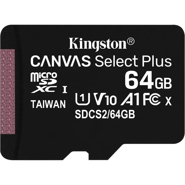Kingston Canvas Select Plus SDCS2 64 GB Class 10/UHS-I (U1) microSDXC - 100 MB/s Read - Lifetime Warranty