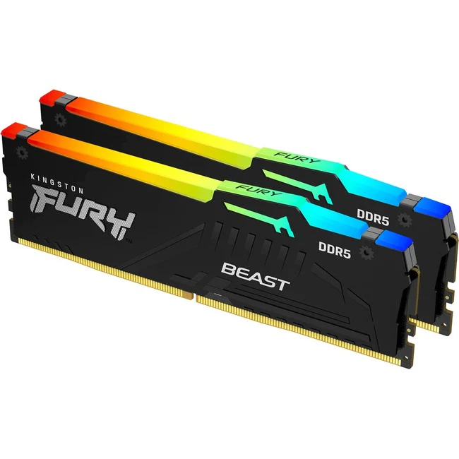 Kingston FURY Beast 64GB (2 x 32GB) DDR5 SDRAM Memory Kit - For Desktop PC, Motherboard - 64 GB (2 x 32GB) - DDR5 5200/PC5-41600 DDR5 SDRAM - 5200 MHz Dual-rank Memory - CL40 - 1.25 V - Non-ECC - Unbuffered - 288-pin - DIMM - Lifetime Warranty