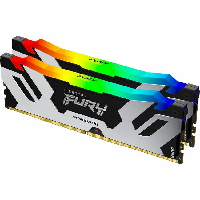 Kingston FURY Renegade 48GB (2 x 24GB) DDR5 SDRAM Memory Kit - For Motherboard - 48 GB (2 x 24GB) - RGB - DDR5-6400/PC5-51200 DDR5 SDRAM - 6400 MHz Single-rank Memory - CL32 - 1.40 V - Non-ECC - Unbuffered - 288-pin - DIMM