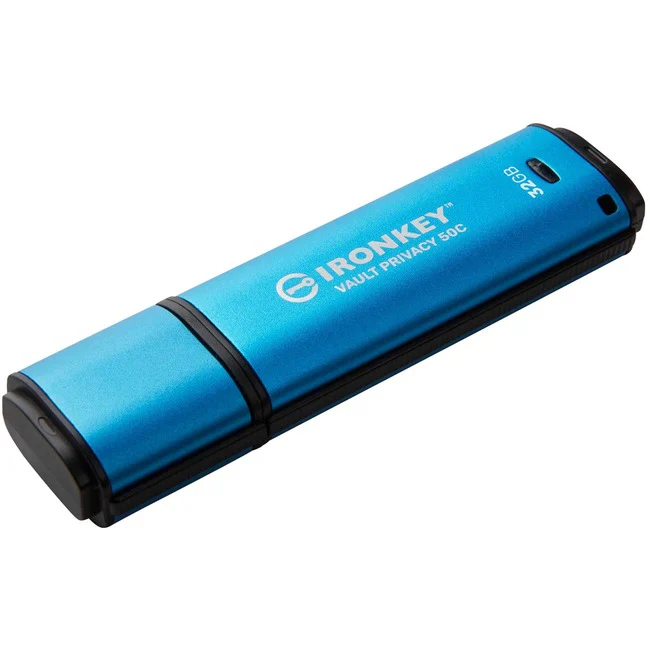 Kingston Vault Privacy 50 Series 32GB USB 3.2 (Gen 1) Type C Flash Drive - 32 GB - USB 3.2 (Gen 1) Type C - 250 MB/s Read Speed - 180 MB/s Write Speed - 256-bit AES - 5 Year Warranty - TAA Compliant