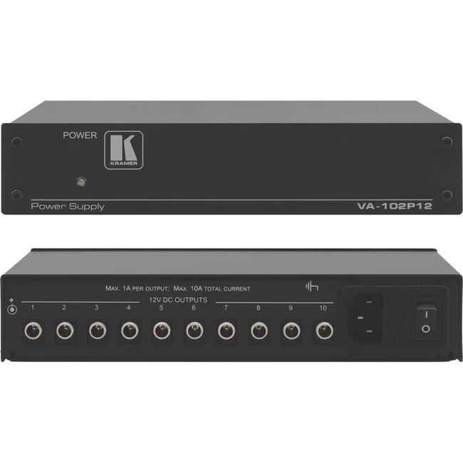 Kramer 10-Output 12V DC Power Supply - Desktop - 120 V AC, 230 V AC Input - 12 V DC Output