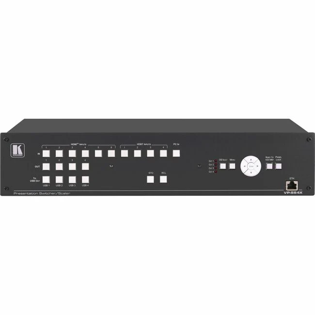 Kramer 11x4:2 Presentation Boardroom Router / Scaler System - Functions: Video Scaling, Video Switcher - 4K - VGA - Network (RJ-45) - USB