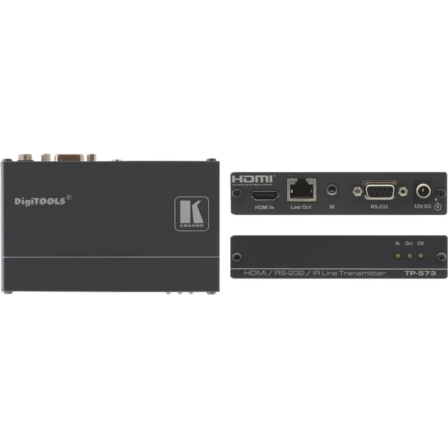 Kramer TP-573 Video Extender - 1 Input Device - 1 Output Device - 328.08 ft Range - 1 x Network (RJ-45) - 1 x HDMI In - Twisted Pair - Category 5 - Rack-mountable