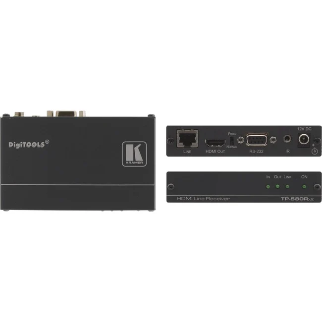 Kramer TP-580RXR Video Console - 1 Output Device - 590.55 ft Range - 1 x Network (RJ-45) - 1 x HDMI Out - Full HD - 1920 x 1080 - Rack-mountable