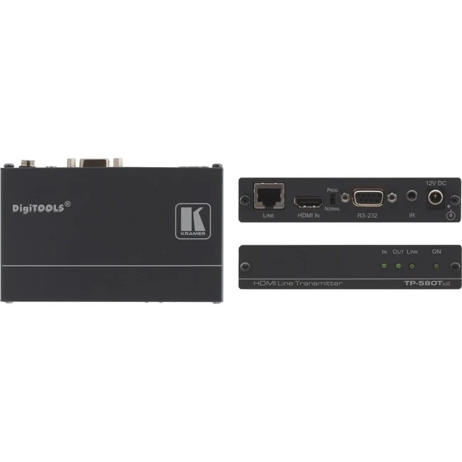 Kramer TP-580TXR Video Extender - 1 Input Device - 590.55 ft Range - 1 x Network (RJ-45) - 1 x HDMI In - Full HD - 1920 x 1080 - Rack-mountable