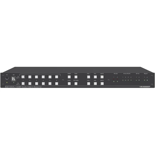 Kramer VS-622DT Audio/Video Switchbox - 4K - Twisted Pair - 6 x 2 - Display - 1 x HDMI Out