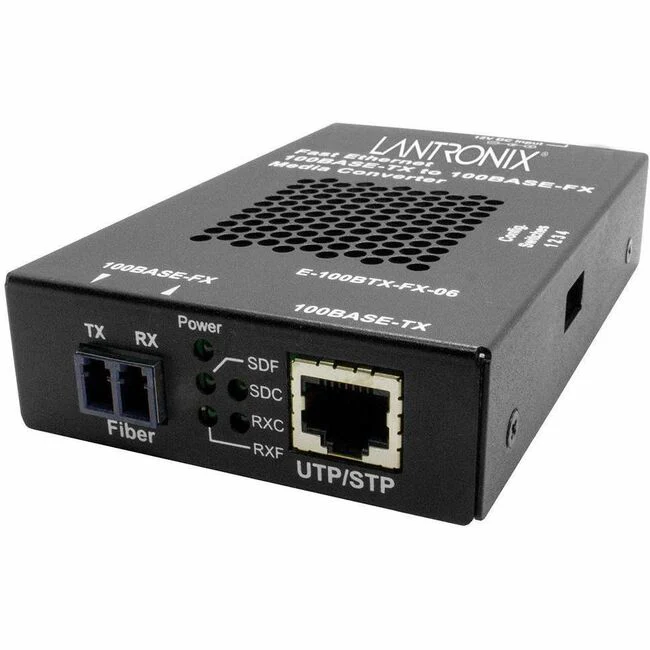 Lantronix E-100BTX-FX-06 Transceiver/Media Converter - 1 x Network (RJ-45) - 1 x LC Ports - Single-mode - 1310 nm Fiber - Fast Ethernet - 100Base-FX, 100Base-TX - 100 Mbit/s - 12.43 Mile - AC/DC - Standalone, Rack-mountable, Wall Mountable, DIN Rail Mount