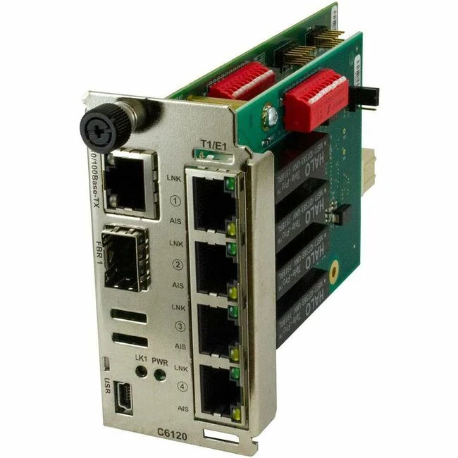 Lantronix ION C6120 Transceiver/Media Converter - 1 x Network (RJ-45) - Management Port - Fast Ethernet - 10/100Base-TX, T1/E1/J1 - 2.04 Mbit/s - 4921.26 ft - 1 x Expansion Slots - SFP - 1 x SFP Slots - TAA Compliant