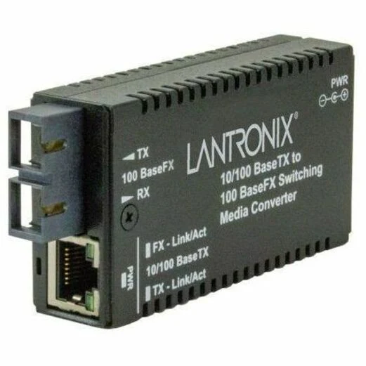 Lantronix M/E-PSW-FX-02(SC) Transceiver/Media Converter - 1 x Network (RJ-45) - 1 x SC Ports - Multi-mode - 1300 nm Fiber - Fast Ethernet - 10/100Base-TX, 100Base-FX - 100 Mbit/s - 1.24 Mile - AC/DC - Standalone, Rack-mountable, Wall Mountable, DIN Rail M