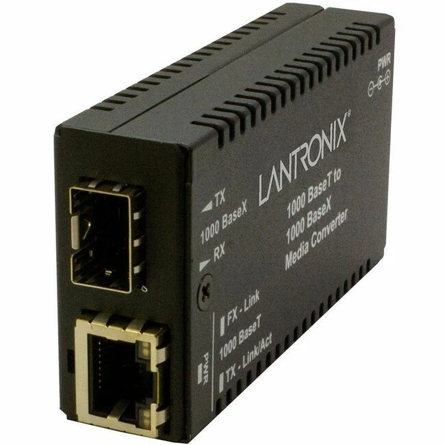 Lantronix M/GE-T-SFP-01 Transceiver/Media Converter - 1 x Network (RJ-45) - Gigabit Ethernet - 1000Base-T, 1000Base-X - 1000 Mbit/s - 328.08 ft - 1 x Expansion Slots - SFP - 1 x SFP Slots - AC/DC - Wall Mountable, DIN Rail Mountable, Rack-mountable, Stand