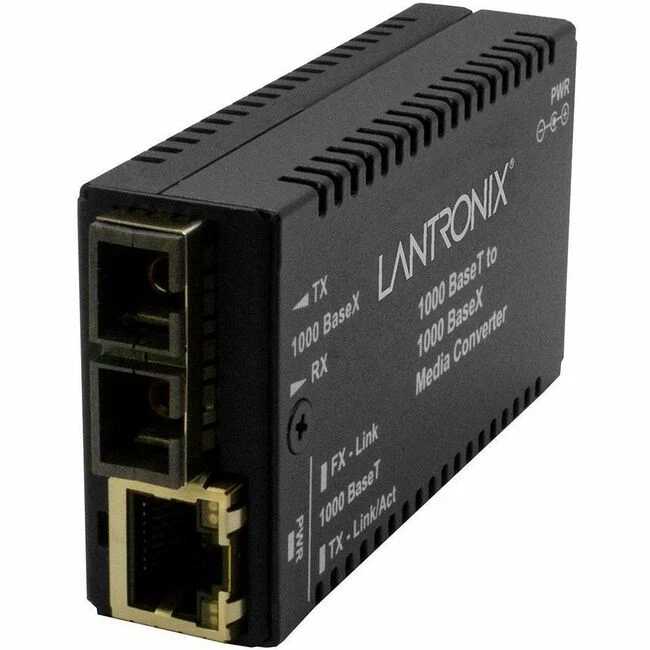 Lantronix M/GE-T-SX-01 Transceiver/Media Converter - 1 x Network (RJ-45) - 1 x SC Ports - Multi-mode - 850 nm Fiber - Gigabit Ethernet - 1000Base-T, 1000Base-SX - 1000 Mbit/s - 1804.46 ft - AC/DC - Wall Mountable, DIN Rail Mountable, Rack-mountable, Stand