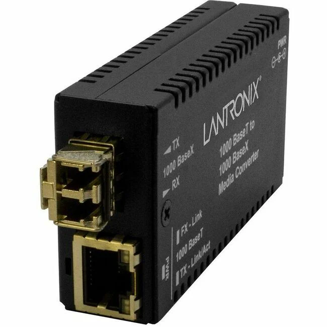 Lantronix M/GE-T-SX-01(LC) Transceiver/Media Converter - 1 x Network (RJ-45) - 1 x LC Ports - Multi-mode - 850 nm Fiber - Gigabit Ethernet - 1000Base-T, 1000Base-SX - 1000 Mbit/s - 1804.46 ft - AC/DC - Wall Mountable, DIN Rail Mountable, Rack-mountable, S
