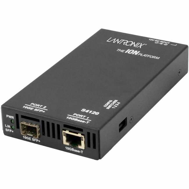 Lantronix S4120-1048 Transceiver/Media Converter - 1 x Network (RJ-45) - 10 Gigabit Ethernet - 10GBase-T, 10GBase-X - 10 Gbit/s - 328.08 ft - 1 x Expansion Slots - SFP+ - 1 x SFP+ Slots - AC/DC - Standalone, Rack-mountable, Wall Mountable, DIN Rail Mounta