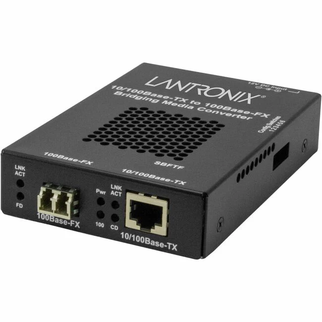Lantronix SBFTF1039-105 Transceiver/Media Converter - 1 x Network (RJ-45) - 1 x LC Ports - Multi-mode - 1300 nm Fiber - Fast Ethernet - 100Base-FX, 10/100Base-TX - 100 Mbit/s - 1.24 Mile - AC/DC - Wall Mountable, DIN Rail Mountable, Rack-mountable, Standa
