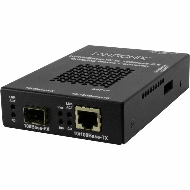 Lantronix SBFTF1040-105 Transceiver/Media Converter - 1 x Network (RJ-45) - Fast Ethernet - 10/100Base-TX, 100Base-X - 100 Mbit/s - 328.08 ft - 1 x Expansion Slots - SFP - 1 x SFP Slots - AC/DC - Wall Mountable, DIN Rail Mountable, Rack-mountable, Standal