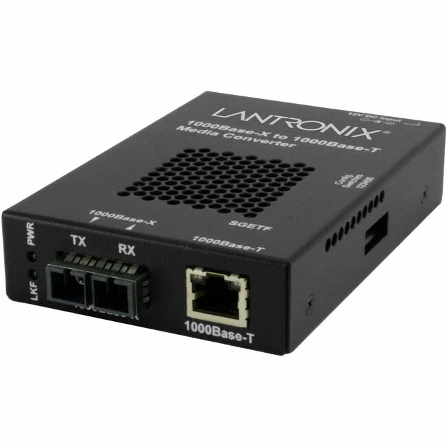 Lantronix SGETF1014-110 Transceiver/Media Converter - 1 x Network (RJ-45) - 1 x SC Ports - Single-mode - 1310 nm Fiber - Gigabit Ethernet - 1000Base-T, 1000Base-LX - 1000 Mbit/s - 6.21 Mile - AC/DC - Standalone, Rack-mountable, Wall Mountable, DIN Rail Mo