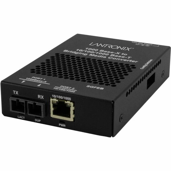 Lantronix SGFEB1013-130 Transceiver/Media Converter - 1 x Network (RJ-45) - 1 x SC Ports - Multi-mode - 850 nm Fiber - Gigabit Ethernet - 10/100/1000Base-T, 1000Base-SX - 1000 Mbit/s - 1804.46 ft - AC Adapter - Wall Mountable, Rail-mountable, Rack-mountab