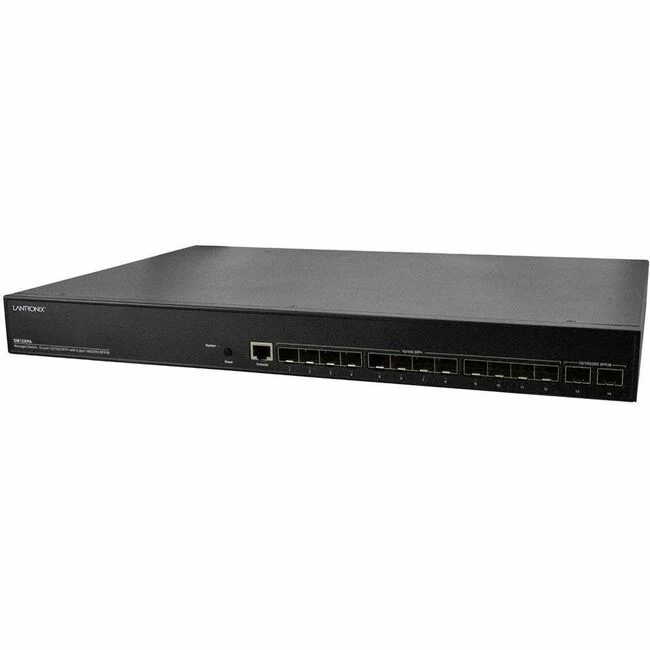 Lantronix SM12XPA Layer 3 Switch - Manageable - 25 Gigabit Ethernet - 10GBase-X, 1000Base-X, 25GBase-X - 4 Layer Supported - 2 SFP Slots - Optical Fiber, Twisted Pair - Lifetime Limited Warranty