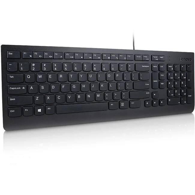 Lenovo Essential Wired Keyboard (Black) - French Canadian 058 - Cable Connectivity - USB Type A Interface - 105 Key - French (Canada) - QWERTY Layout - Windows - Plunger Keyswitch - Black