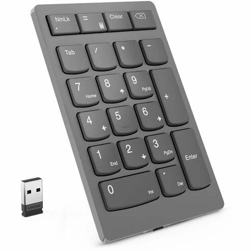 Lenovo Go Wireless Numeric Keypad - Wireless Connectivity - RF - 2.40 GHz Calculator, TAB, Equal, Esc Hot Key(s) - PC - Scissors Keyswitch - Storm Gray