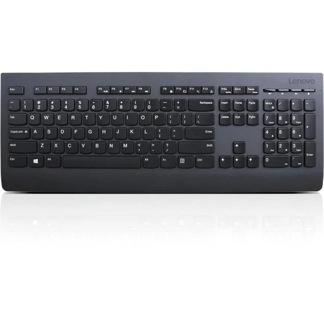 Lenovo Professional Wireless Keyboard - French Canadian - Wireless Connectivity - RF - 2.40 GHz - USB Interface Multimedia Hot Key(s) - French (Canada) - PC, Windows - Plunger/Rubber Dome Keyswitch - AA Battery Size Supported - Black