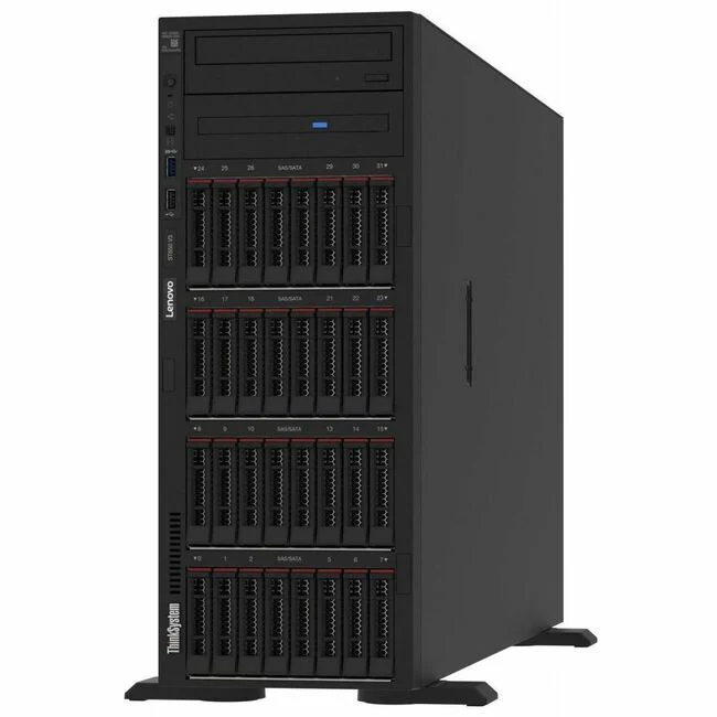 Lenovo ThinkSystem ST650 V3 7D7A1009NA 4U Tower Server - 1 x Intel Xeon Silver 4410T 2.70 GHz - 32 GB RAM - Serial ATA, 12Gb/s SAS Controller - Intel C741 Chip - 2 Processor Support - 4 TB RAM Support - Up to 16 MB Graphic Card - 10 Gigabit Ethernet - 8 x