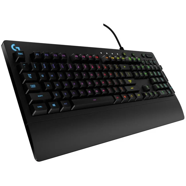 Logitech G213 Prodigy Gaming Keyboard - Wired RGB Backlit Keyboard with Mech-dome Keys, Palm Rest, Adjustable Feet, Media Controls, USB, Compatible with Windows - Cable Connectivity - USB 2.0 Interface Play, Pause, Skip, Volume Control Hot Key(s) - QWERTY