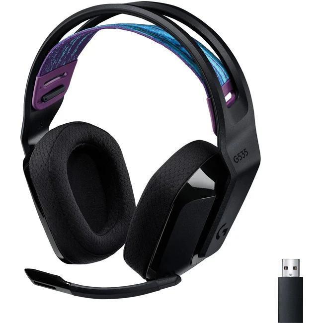 Logitech G535 Gaming Headset - Stereo - USB - Wireless - 39.4 ft - 36 Ohm - 20 Hz - 20 kHz - On-ear - Binaural - Ear-cup - Uni-directional Microphone - Black