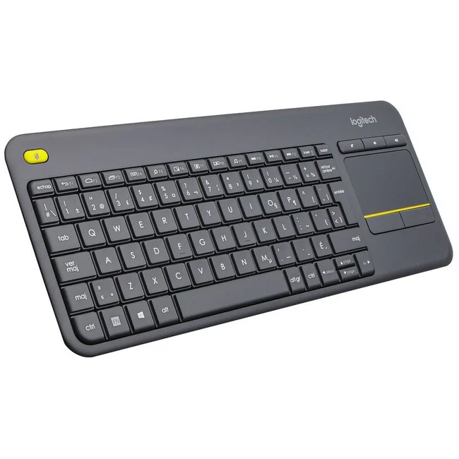 Logitech K400 Plus Wireless Touch TV Keyboard With Easy Media Control and Built-in Touchpad, HTPC Keyboard for PC-connected TV, Windows, Android, Chrome OS, Laptop, Tablet (Dark) (French Layout) - Wireless Connectivity - RF - 32.81 ft - 2.40 GHz - USB Int