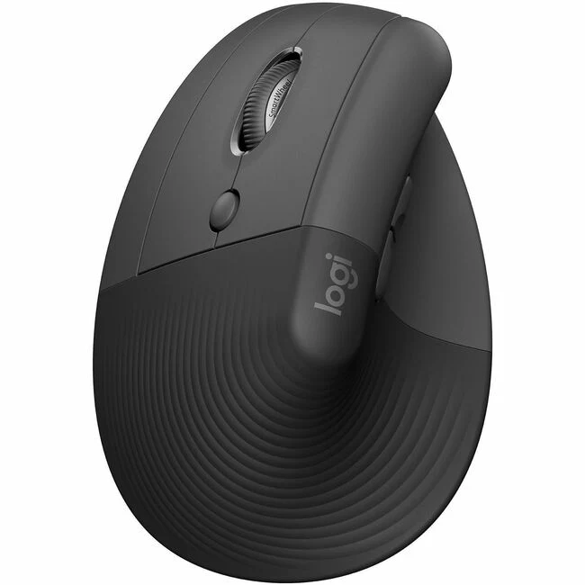 Logitech Lift Left Vertical Ergonomic Mouse (Graphite) - Optical - Wireless - Bluetooth/Radio Frequency - Graphite - USB - 4000 dpi - Scroll Wheel - 6 Button(s) - Small/Medium Hand/Palm Size - Left-handed