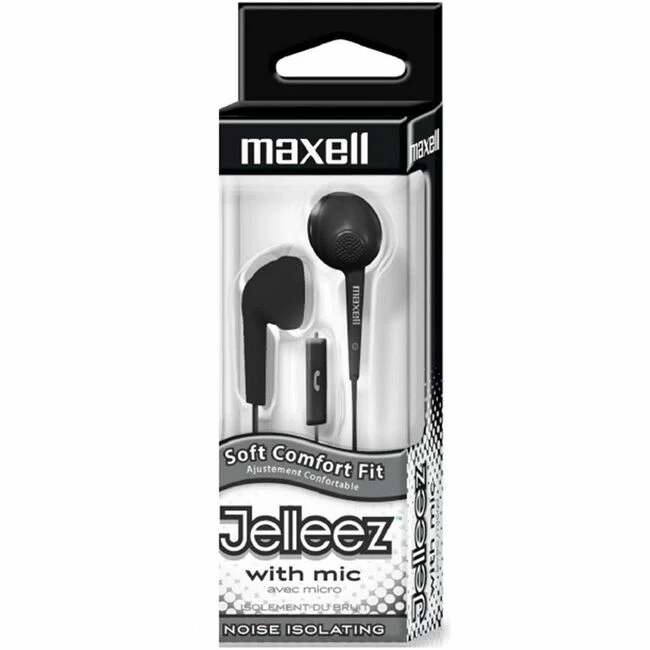 Maxell Jelleez Earset - Stereo - Wired - 20 Hz - 23 kHz - Earbud - Binaural - Outer-ear - 3 ft Cable - Black