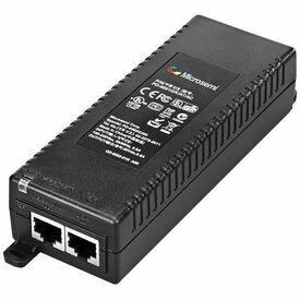 Microchip 1-Port 30W 802.3at PoE Injector - 120 V AC, 230 V AC Input - 55 V DC Output - 1 x 10/100/1000Base-T Input Port(s) - 1 x 10/100/1000Base-T Output Port(s) - 30 W