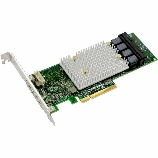 Microchip Adaptec SmartRAID 3154-16i Single - 12Gb/s SAS - PCI Express 3.0 x8 - Plug-in Card - RAID Supported - 0, 1, 5, 6, 50, 60, 10 ADM, 1 ADM, 10 RAID Level - 4 x SFF-8643 - 16 Total SAS Port(s) - 16 SAS Port(s) Internal - PC, Linux - 4 GB Flash Backe
