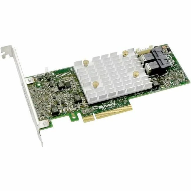 Microchip Adaptec SmartRAID 3154-8i Single - 12Gb/s SAS - PCI Express 3.0 x8 - Plug-in Card - RAID Supported - 0, 1, 10, 5, 6, 50, 60 RAID Level - 2 x SFF-8643 - 8 Total SAS Port(s) - 8 SAS Port(s) Internal - PC, Linux - 4 GB Flash Backed Cache