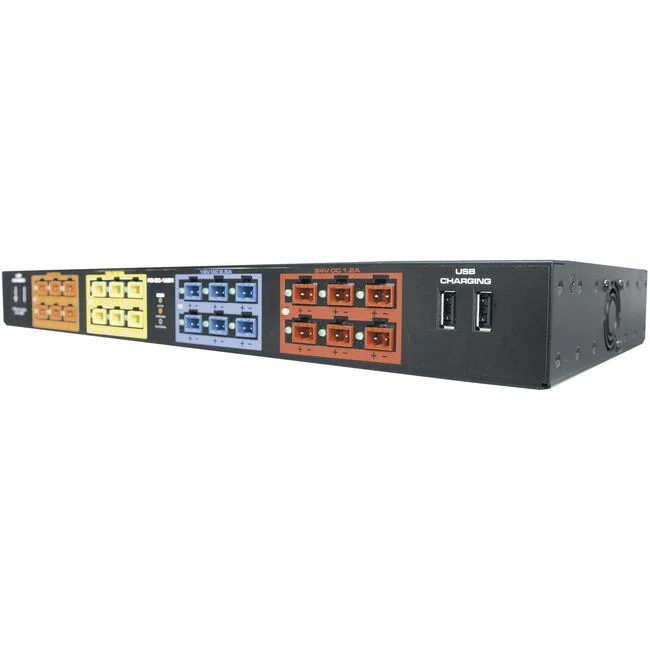 Middle Atlantic 125W Multi-Mount Universal DC Power Distribution for Small to Medium Devices - NEMA 5-15P - 24 x Screw Terminal, 4 x USB - 120 V AC - 6 ft Cord Length - 1U - Rack-mountable, Cabinet-mountable, Flush-mountable, Wall-mountable