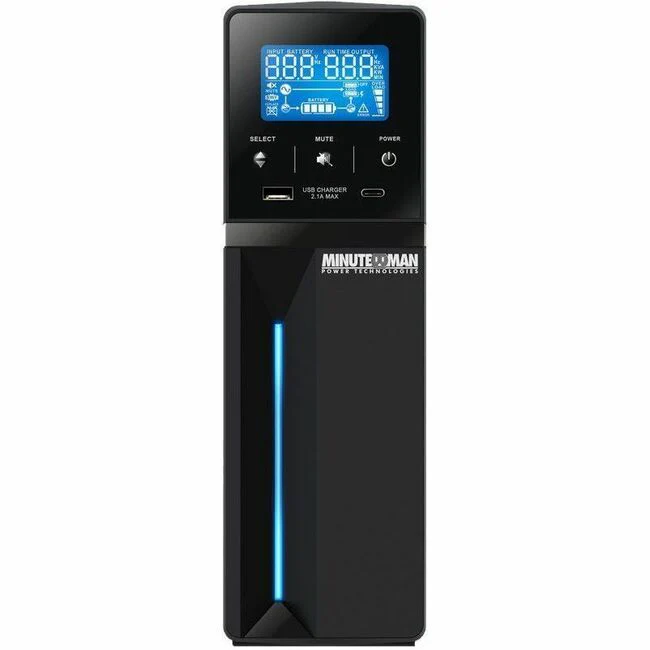 Minuteman Entrust-LG ETR1500LGU 1500VA Mini-tower UPS - Mini-tower - AVR - 120 V AC Input - 104 V AC, 140 V AC, 120 V AC Output - Step Simulated Sine Wave - USB - LCD Display - 10 x NEMA 5-15R, 1 x USB Type A, 1 x USB Type C - 5 x Battery/Surge Outlet