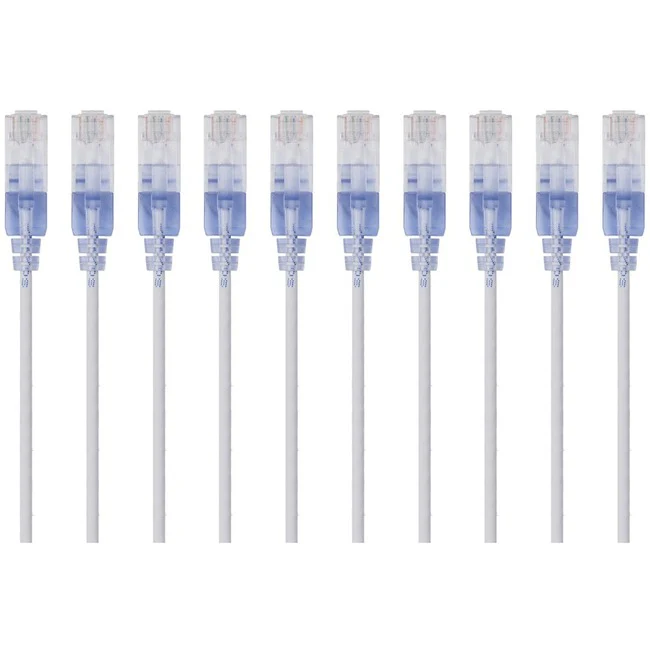 Monoprice 10-Pack, SlimRun Cat6A Ethernet Network Patch Cable, 1ft White