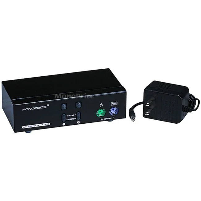 Monoprice 2-Port DVI KVM Switch - Retail - 2 Computer(s) - 1 Local User(s) - 1280 x 1024 - 6 x PS/2 Port - 3 x DVI