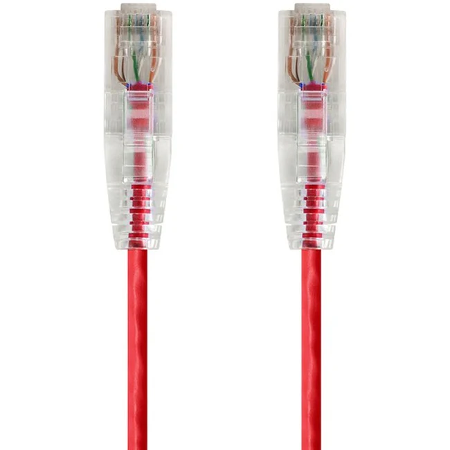 Monoprice SlimRun Cat6 28AWG UTP Ethernet Network Cable, 2ft Red
