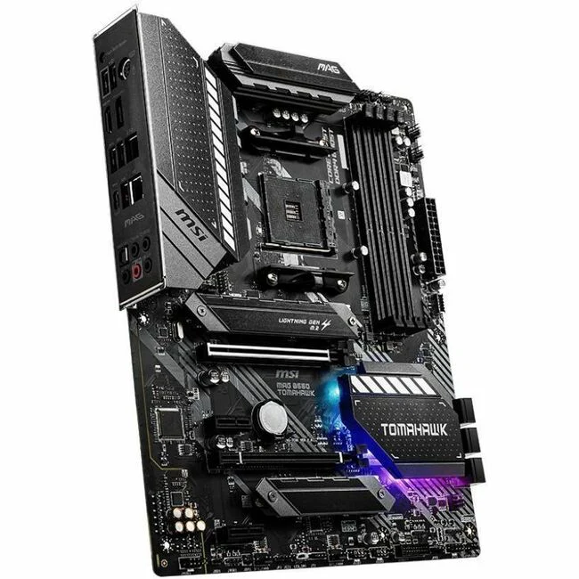 MSI MAG B550 TOMAHAWK Desktop Motherboard - AMD B550 Chipset - Socket AM4 - ATX - 128 GB DDR4 SDRAM Maximum RAM - DIMM, UDIMM - 4 x Memory Slots - Gigabit Ethernet - HDMI - DisplayPort - 6 x SATA Interfaces