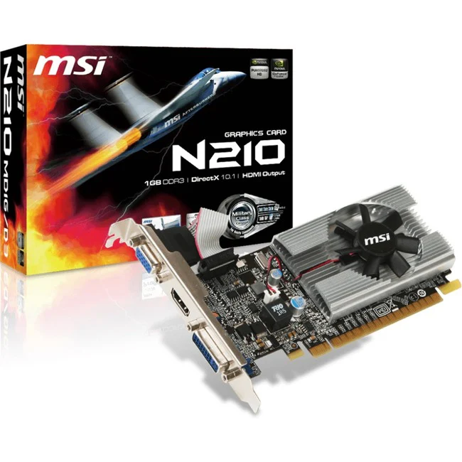 MSI NVIDIA GeForce 210 Graphic Card - 1 GB DDR3 SDRAM - 589 MHz Core - 64 bit Bus Width - PCI Express 2.0 x16 - HDMI - VGA - DVI