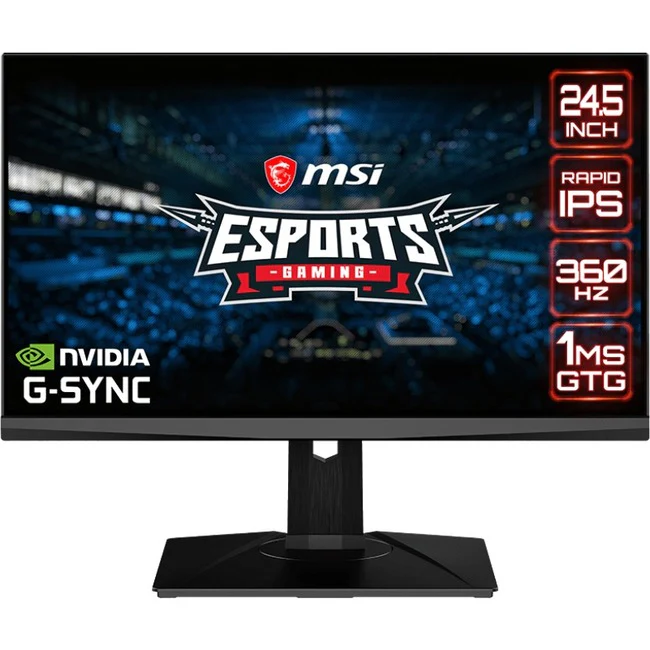 MSI Oculux NXG253R 25" Class Full HD Gaming LCD Monitor - 16:9 - Black - 24.5" Viewable - Rapid IPS - RGB LED Backlight - 1920 x 1080 - 1.07 Billion Colors - G-sync - 400 Nit - 1 ms GTG (Fast) - 360 Hz Refresh Rate - HDMI - DisplayPort - USB Hub