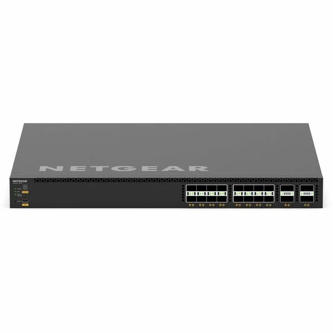Netgear AV Line M4350-16V4C Ethernet Switch - Manageable - 100 Gigabit Ethernet - 100GBase-X, 25GBase-X - TAA Compliant - 3 Layer Supported - Modular - 420 W Power Consumption - Optical Fiber - 1U High - Rack-mountable, Table Top - Lifetime Limited Warran