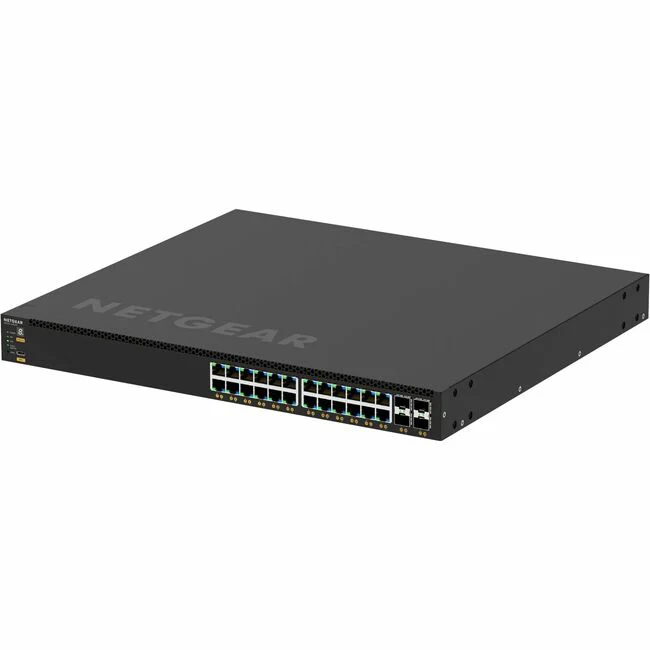 Netgear AV Line M4350-24G4XF Ethernet Switch - 24 Ports - Manageable - 10 Gigabit Ethernet, Gigabit Ethernet - 10GBase-X, 10/100/1000Base-T - 3 Layer Supported - Modular - 240 W Power Consumption - 648 W PoE Budget - Optical Fiber, Twisted Pair - PoE Port